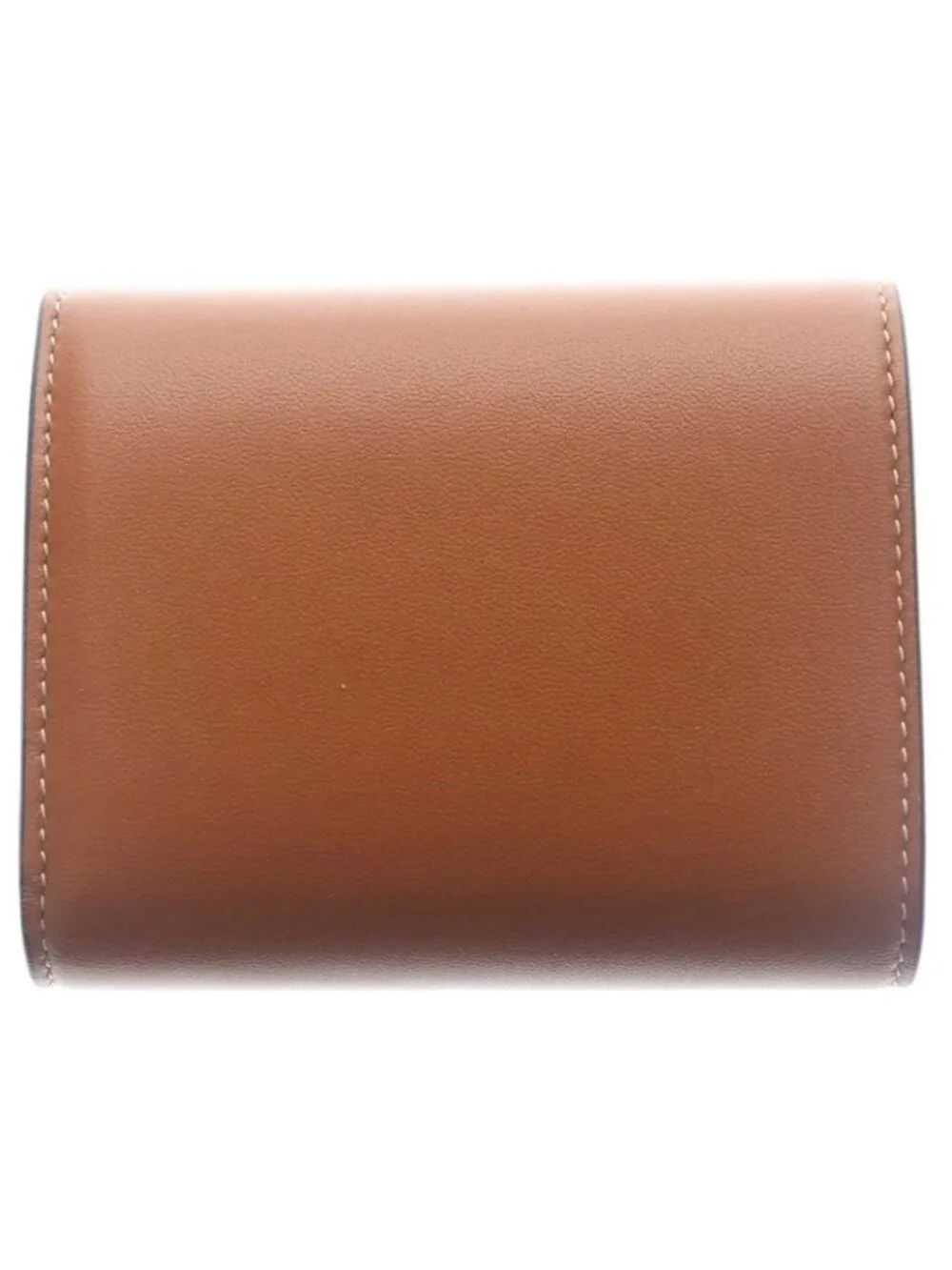 Celine Triomphe Trifold Wallet Compact Coin Case Brown Leather Gold - Picture 2 of 6